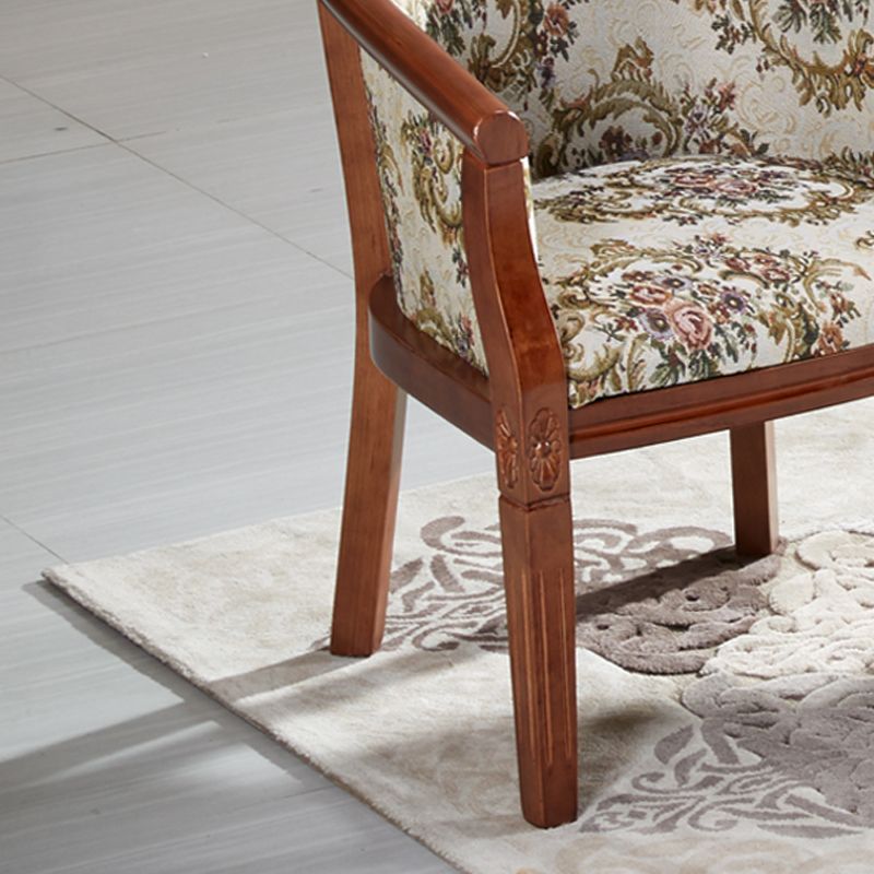 Sillas de brazo de tela silla de comedor de cocina tradicional con patas de madera