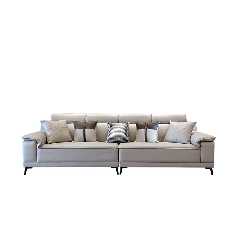 Stain-Resistant Faux Leather Pillow Top Arm Sofa/Sectional with Pillowed Back Cushions Clearhalo 'furn' 'furn_sectionals' 'Furniture' 'furniture_sectionals' 'kitchen' 'kitchen_sectionals' 'Living Room Furniture' 'Sectionals' 1200x1200_37acd3bf-f162-41b9-af73-121687084eaa