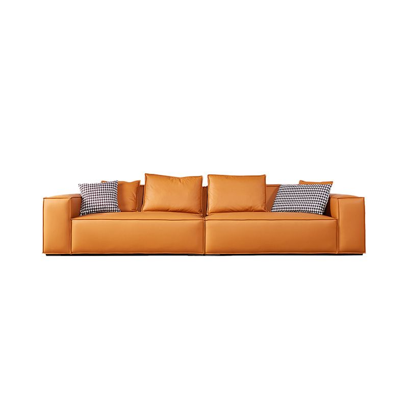 Scandinavian Living Room Sofa Square Arm Pillows Orange Settee