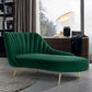 Glam Cushioned Chaise Lounge Velvet Chaise with Flared Arms for Bedroom and Living Room