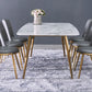 Glam Style Faux Marble Table Dining Rectangle Table with Metal Legs for Home Use Clearhalo 'Dining Tables & Seating' 'Dining Tables' 'dining_table' 'furn' 'furn_dining_table' 'Furniture' 'Kitchen & Dining Furniture' 1200x1200_37b2ff05-a8aa-4b1a-a23c-fee28eab496e