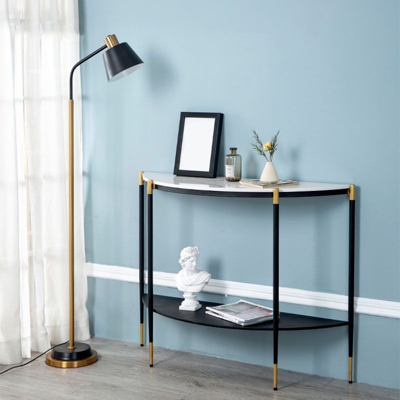 Tavolino console in marmo glam mezza luna 4 gambe accento tavolo per hall