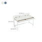 Modern Style Wood Office Desk Rectangular Shape Task Desk with 2-Legs in White/Blue