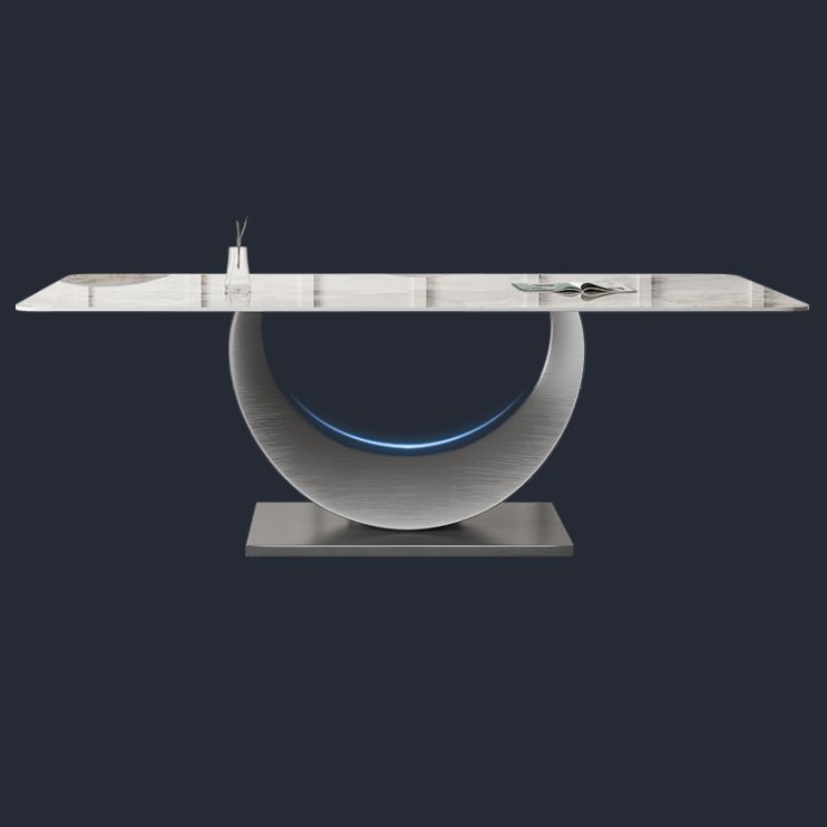 Modern Sintered Stone Dining Table Rectangular Dining Table Set with Metal Base Clearhalo 'Dining Room Sets' 'Dining Tables & Seating' 'dining_room_set' 'furn' 'furn_dining_room_set' 'Furniture' 'furniture_dining_room_set' 'Kitchen & Dining Furniture' 'kitchen&dining_furn' 'kitchen' 1200x1200_37b62163-838f-43e7-87d3-1cc65baf9075