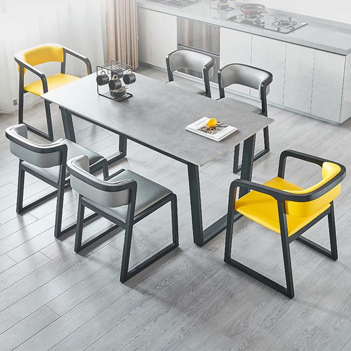 Rectangle Sintered Stone Grey Dining Table Simplicity Double Pedestal Table for Dining Room Clearhalo ' dining_table' 'Dining Tables & Seating' 'Dining Tables' 'furn' 'furn_dining_table' 'Furniture' 'furniture_dining_table' 'Kitchen & Dining Furniture' 'kitchen&dining_furn' 'kitchen' 'kitchen_dining_table' 1200x1200_37b6e24d-448c-4a4a-9674-1116a4503385