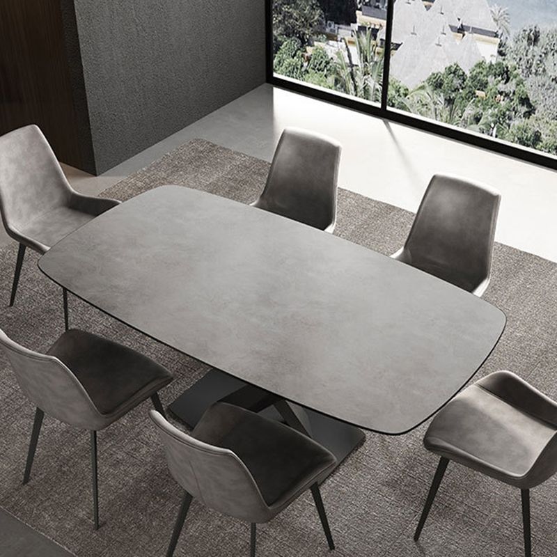 Industrial Style Rectangle Dining Table Sintered Stone Table with Metal Leg for Home Clearhalo 'Dining Tables & Seating' 'Dining Tables' 'dining_table' 'furn' 'furn_dining_table' 'Furniture' 'Kitchen & Dining Furniture' 1200x1200_37b8790f-f191-4701-b88e-416a49bb18b9