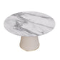 Glam Stone Table for Restaurant Round Table with White Pedestal
