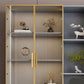 Glam Vertical Standard Bookshelf Manufactured Wood Bookcase with Glass Door