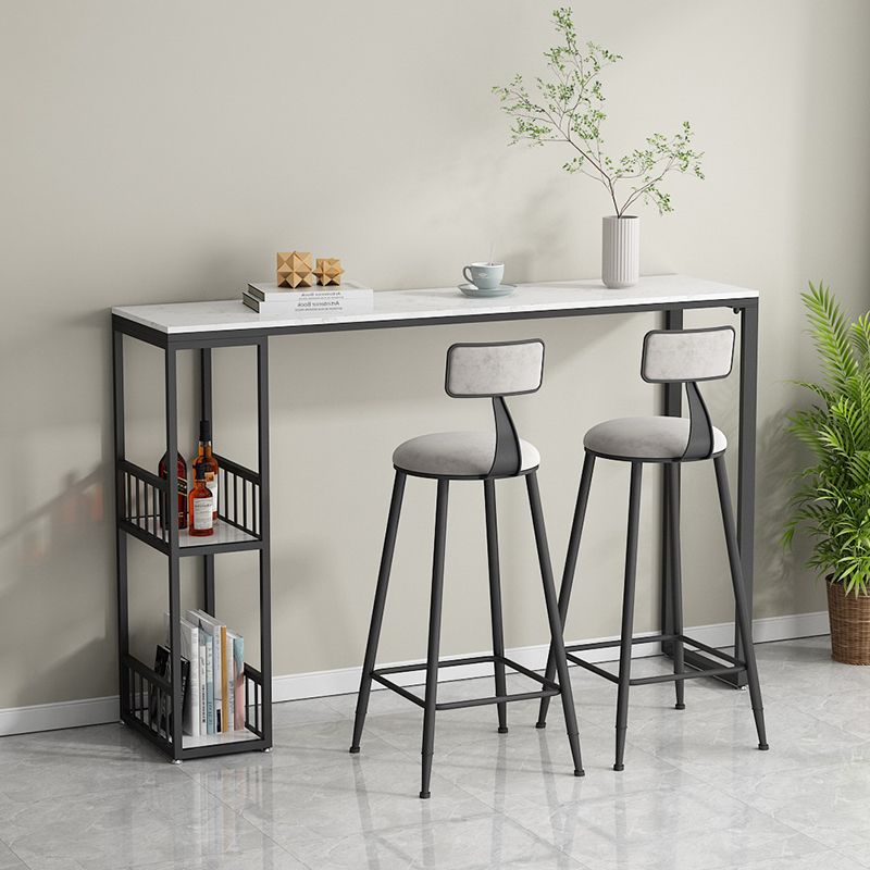 Glam Style 41.3"H Bar Table Marble White Rectangle Top Bistro Table for Living Room Clearhalo 'Bar Furniture' 'Bar Tables' 'bar_tables' 'Furniture' 'furniture_bar_tables' 'Kitchen & Dining Furniture' 'kitchen&dining_furn' 'kitchen' 1200x1200_37bfe27d-8906-4634-a9af-71aeaa30bb2f