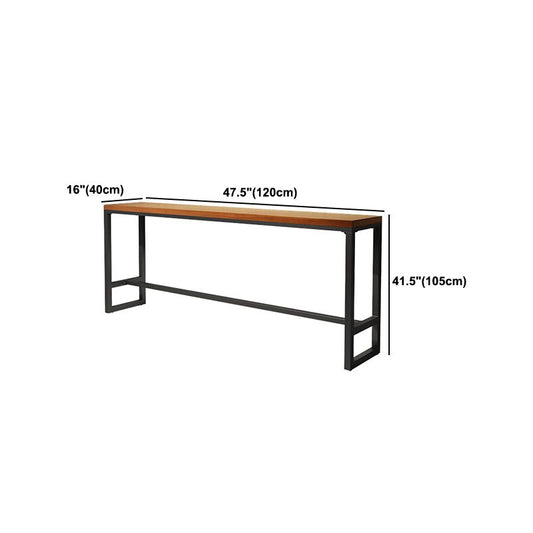Tavolo da pranzo a barre di legno rettangolo tavolo da bar contemporaneo con base di cavalletto in nero