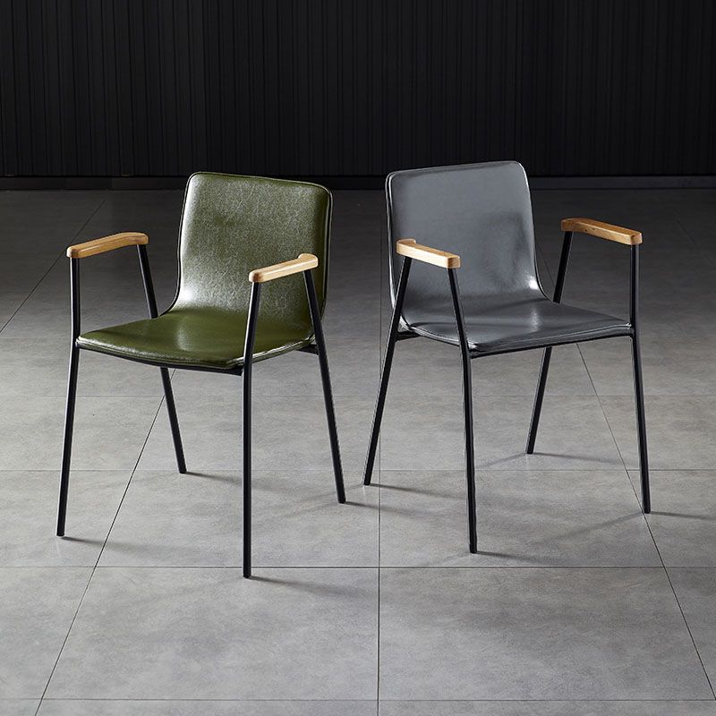 Solid Back Dining Arm Chairs Leather Home Dining Armchairs with Metal Legs Clearhalo ' kitchen&dining_furn' 'Dining Chairs' 'Dining Tables & Seating' 'dining_chair' 'furn' 'furn_dining_chair' 'Furniture' 'furniture_dining_chair' 'Kitchen & Dining Furniture' 'kitchen' 1200x1200_37c0fc4f-4ef6-4363-9df0-f7c46ce23ce7