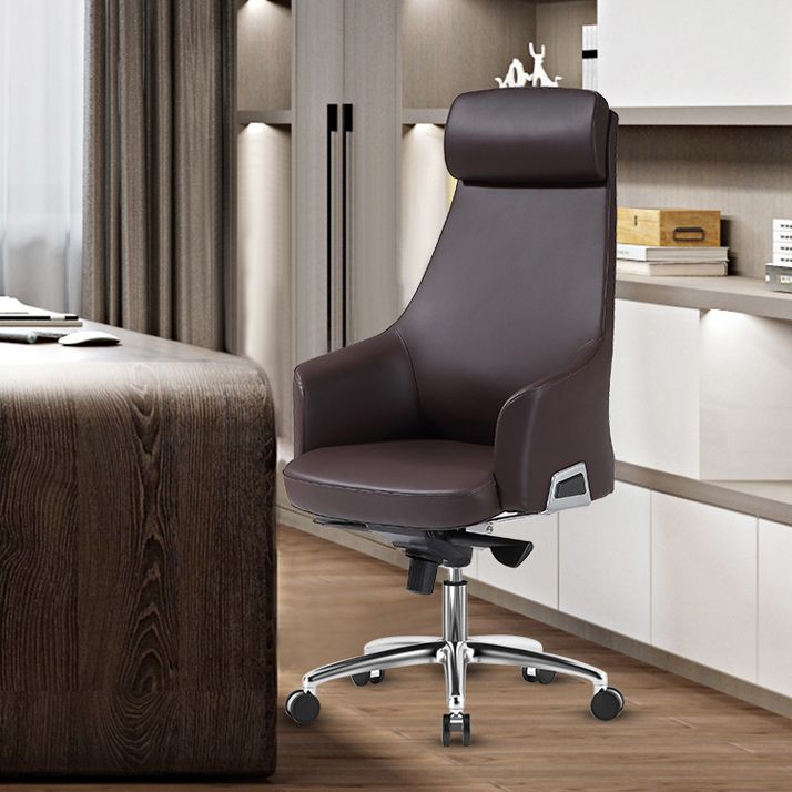 Contemporary Desk Chair Padded Arms Leather Advanced Office Chair Clearhalo 'furn' 'furn_office_chair' 'Furniture' 'Office Chairs' 'Office Furniture' 'office_chair' 1200x1200_37c2e19f-6ac2-4d00-9059-e20d7a500427