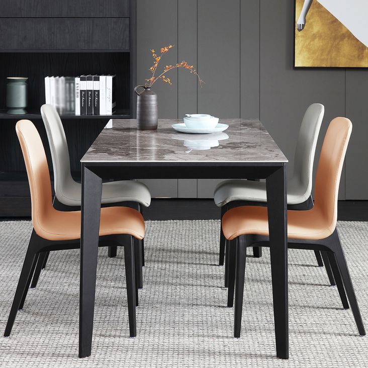 Sintered Stone Grey Tone Table Mid-Century 4 Legs Table for Dining Room Clearhalo ' dining_table' 'Dining Tables & Seating' 'Dining Tables' 'furn' 'furn_dining_table' 'Furniture' 'furniture_dining_table' 'Kitchen & Dining Furniture' 'kitchen&dining_furn' 'kitchen' 'kitchen_dining_table' 1200x1200_37c4378c-b19a-4ba2-aa91-6841a084d0da