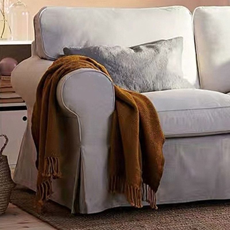 コンテンポラリーホワイトクッション標準ロールアーム2シーターソファ