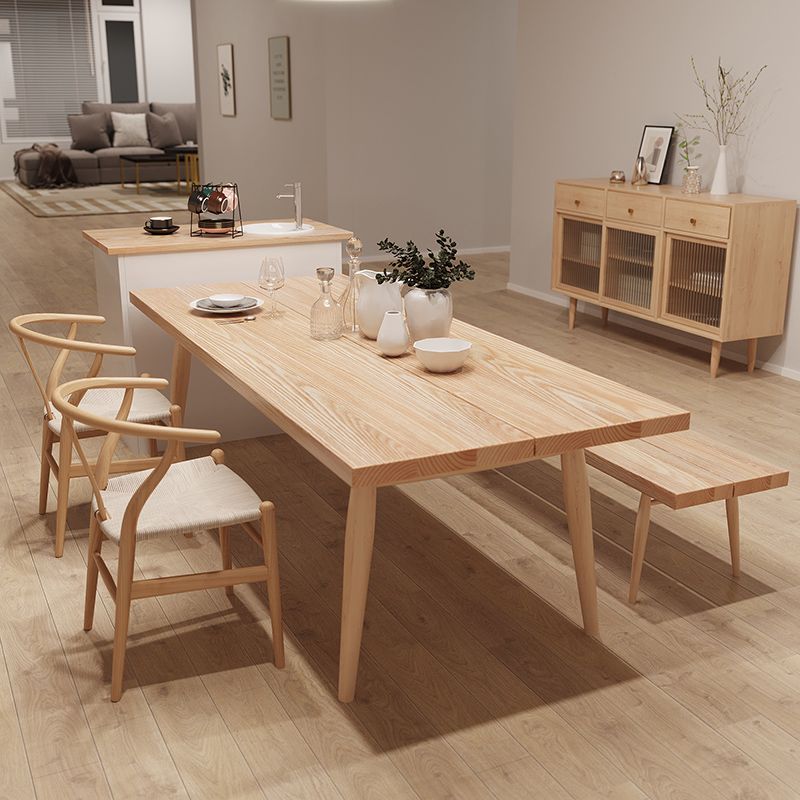 Modern Solid Wood Dining Room Collection Rectangle Tripod Dining Table in Natural Clearhalo 'Dining Tables & Seating' 'Dining Tables' 'dining_table' 'furn' 'furn_dining_table' 'Furniture' 'furniture_dining_table' 'Kitchen & Dining Furniture' 'kitchen' 'kitchen_dining_table' 1200x1200_37c4fb47-7d64-46d1-8559-ecba76e3cbc4