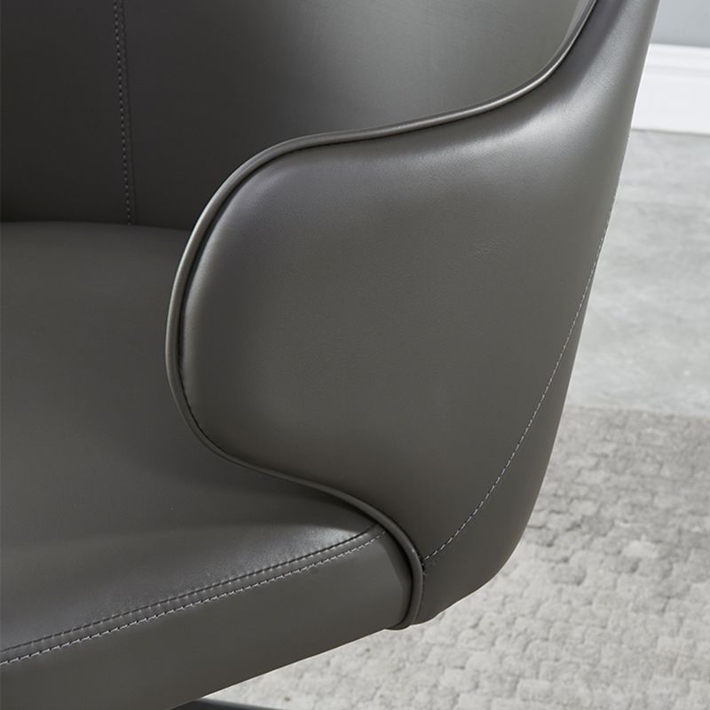 Vaste armleer stoel Roestvrijstalen frame taakstoel met 4 poten