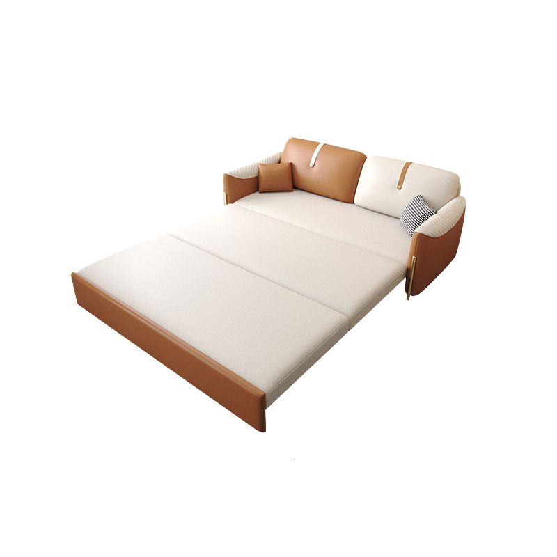 Square Arm Contemporary Faux Leather Stain Resistant Bed Sofa Couch with Pillows Clearhalo 'furn' 'furn_sofas' 'Furniture' 'Living Room Furniture' 'Sofa' 'sofas' 1200x1200_37c9d034-426c-41c2-816f-51140bdb5673