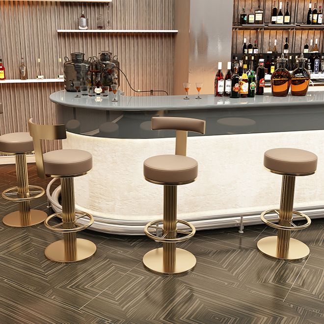 Glam Leather Bar Stool Adjustable Gold Base Counter Stool for Bristol Clearhalo 'Bar Furniture' 'Bar Stools' 'bar_stools' 'furn' 'furn_bar_stools' 'Furniture' 'Kitchen & Dining Furniture' 1200x1200_37cc107a-7d30-435b-ab7e-57375331f1b2