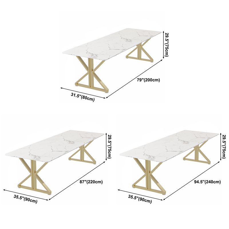 Rectangle Double Pedestal Glam Dining Table White Tone Fixed Table with Sintered Stone Clearhalo ' dining_table' 'Dining Tables & Seating' 'Dining Tables' 'furn' 'furn_dining_table' 'Furniture' 'furniture_dining_table' 'Kitchen & Dining Furniture' 'kitchen&dining_furn' 'kitchen' 'kitchen_dining_table' 1200x1200_37cc4a84-49b4-4b31-82dc-4daa04f06190