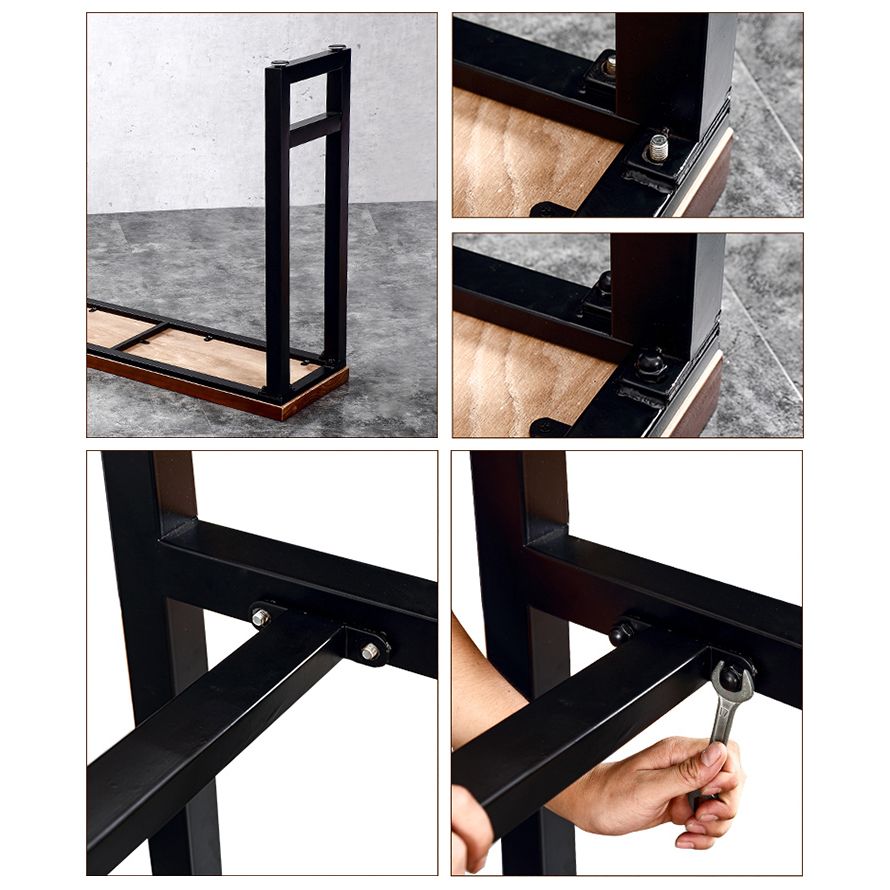 Industrial Rectangle Pine Wood Bar Table Set 1/7 Pieces Counter Table with High Stools