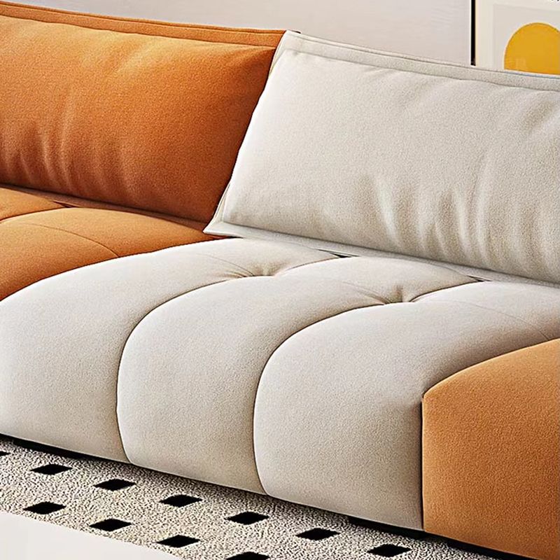 Tufted Loose Back Sofa with Chaise Nordic Pillow Top Arm Sofa in Orange and White Clearhalo 'furn' 'furn_sectionals' 'Furniture' 'Living Room Furniture' 'Sectionals' 1200x1200_37ccc4bf-0e3a-4b3d-8b10-0e882bdd4016