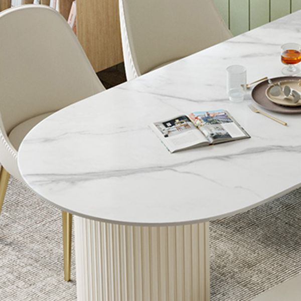 Tavolo da sala da pranzo in forma gratuita di lusso in pietra sinterizzata a doppio piedistallo