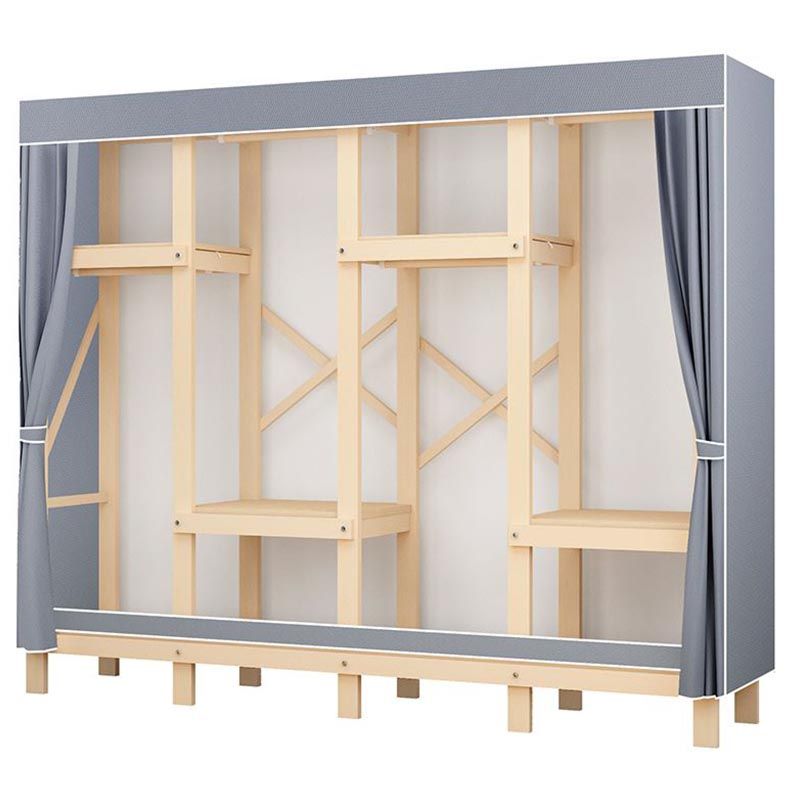 Eigentijdse stijl garderobe massief hout 1-deuren garderobe kast met stoffen staaf