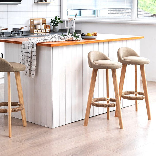 Modern Fabric Footrest Bar Stool Indoor Low Back Round Counter Stool with Wood Legs Clearhalo 'Bar Furniture' 'Bar Stools' 'bar_stools' 'furn' 'furn_bar_stools' 'furniture_bar_stools' 'Kitchen & Dining Furniture' 'kitchen&dining_furn' 'kitchen' 'kitchen_furn' Furniture' 1200x1200_37cf847b-eeec-4767-8fc6-d4c48d3a3dd4