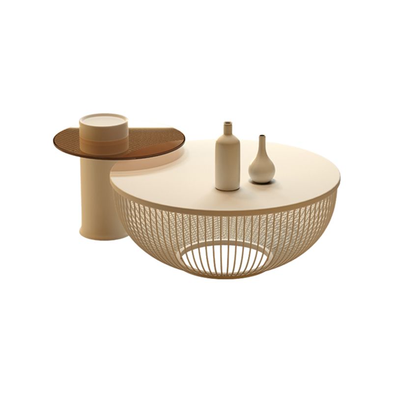 Slate/Wooden Top Coffee Cocktail Table Round Scandinavian Cream Color Clearhalo 'Coffee & Accent Tables' 'Coffee Tables' 'coffee_tables' 'furn' 'furn_coffee_tables' 'Furniture' 'Living Room Furniture' 1200x1200_37d08207-7b49-42ab-b167-cdc4229c102a