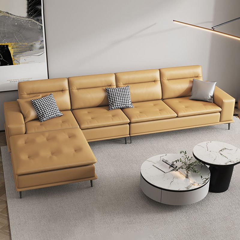 Scandinavian 32.28 " H Faux Leather Square Arm Sofa for Living Room Clearhalo 'furn' 'furn_sectionals' 'Furniture' 'Living Room Furniture' 'Sectionals' 1200x1200_37d10eab-d6a5-41e3-8346-2b1a07734f7a