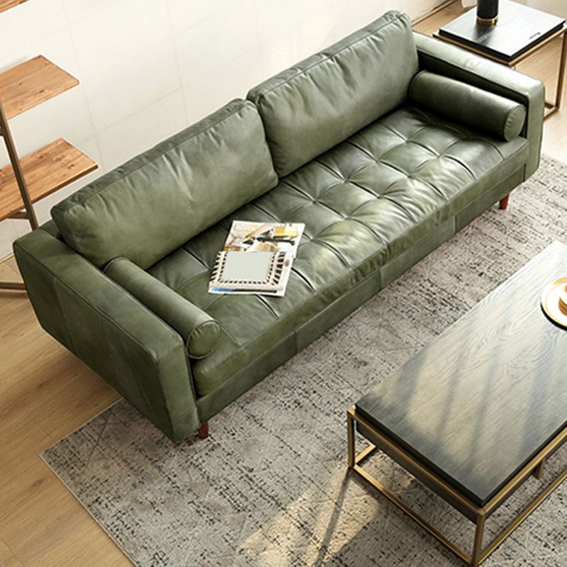 Craftsman Faux Cuero Sofá con mechones cuadrados para sala de estar 65h