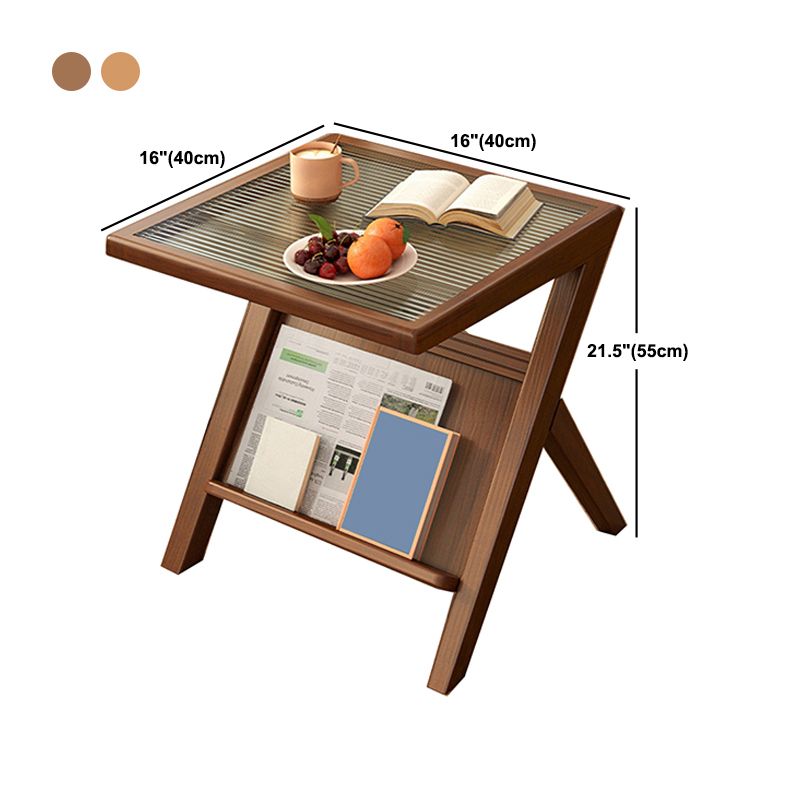 Mesa de deslizamiento de la base de la base de la madera maciza modernista Mesa de vidrio geométrico Topil final