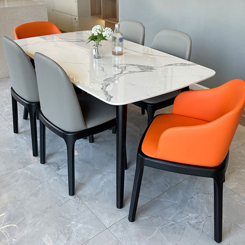 Stone Top Dining Table Modern Rectangle Table with 4 Wood Legs in Black Clearhalo 'Dining Tables & Seating' 'Dining Tables' 'dining_table' 'furn' 'furn_dining_table' 'Furniture' 'furniture_dining_table' 'Kitchen & Dining Furniture' 'kitchen' 'kitchen_dining_table' 1200x1200_37d4b0ed-2692-47b9-8b85-9311430c8b2c