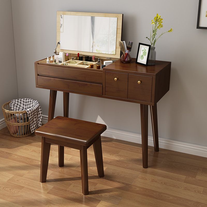 Scandinavian Bedroom Dressing Table Rubberwood Flip-Top Make-up Vanity Clearhalo 'Bedroom Furniture' 'furn' 'furn_makeup_vanities' 'Furniture' 'Makeup Vanities' 'makeup_vanities' 1200x1200_37d649c0-2381-4d57-b49c-13b2b0b8c419