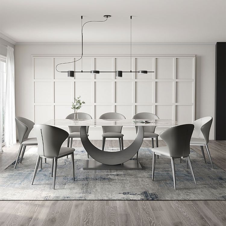 Modern Style Sintered Stone Rectangle Table Set 1/4/5/7 Pieces Dining Set Clearhalo 'Dining Room Sets' 'Dining Tables & Seating' 'dining_room_set' 'furn' 'furn_dining_room_set' 'Furniture' 'Kitchen & Dining Furniture' 1200x1200_37d79e2d-e987-430e-bf52-981ac9cf5d66