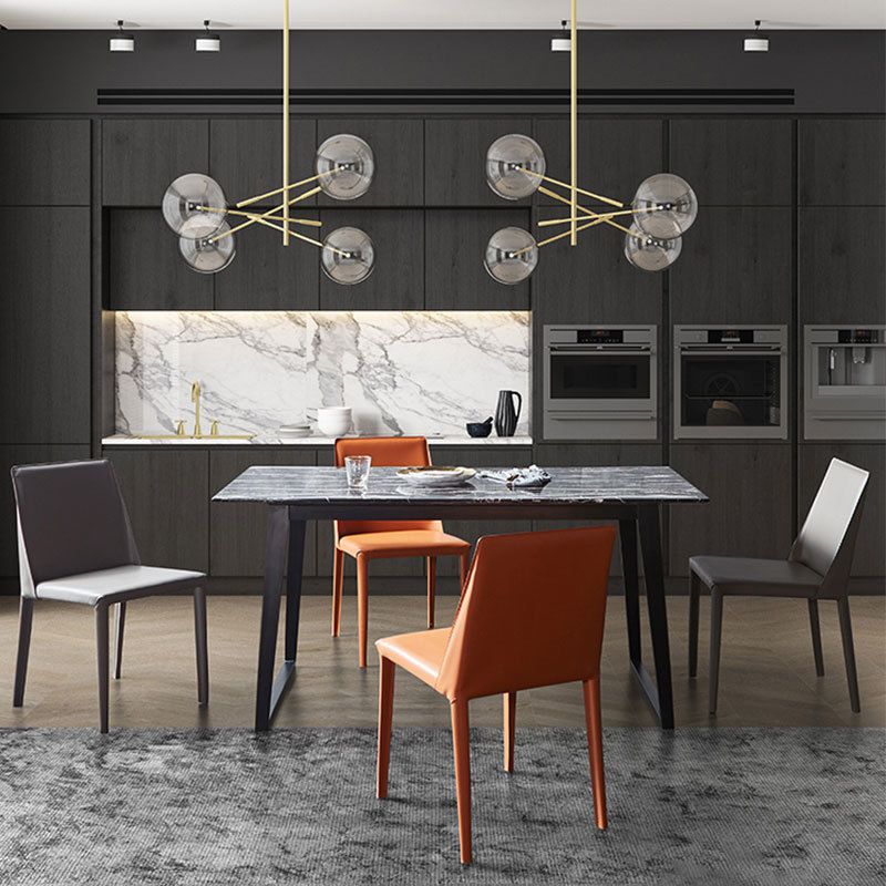 Designer Style Solid Back Chair Home Leather Matte Finish Dining Chair Clearhalo 'Dining Chairs' 'Dining Tables & Seating' 'dining_chair' 'furn' 'furn_dining_chair' 'Furniture' 'Kitchen & Dining Furniture' 1200x1200_37da888a-7bbf-4a4e-92ff-f6cc30cde5f1