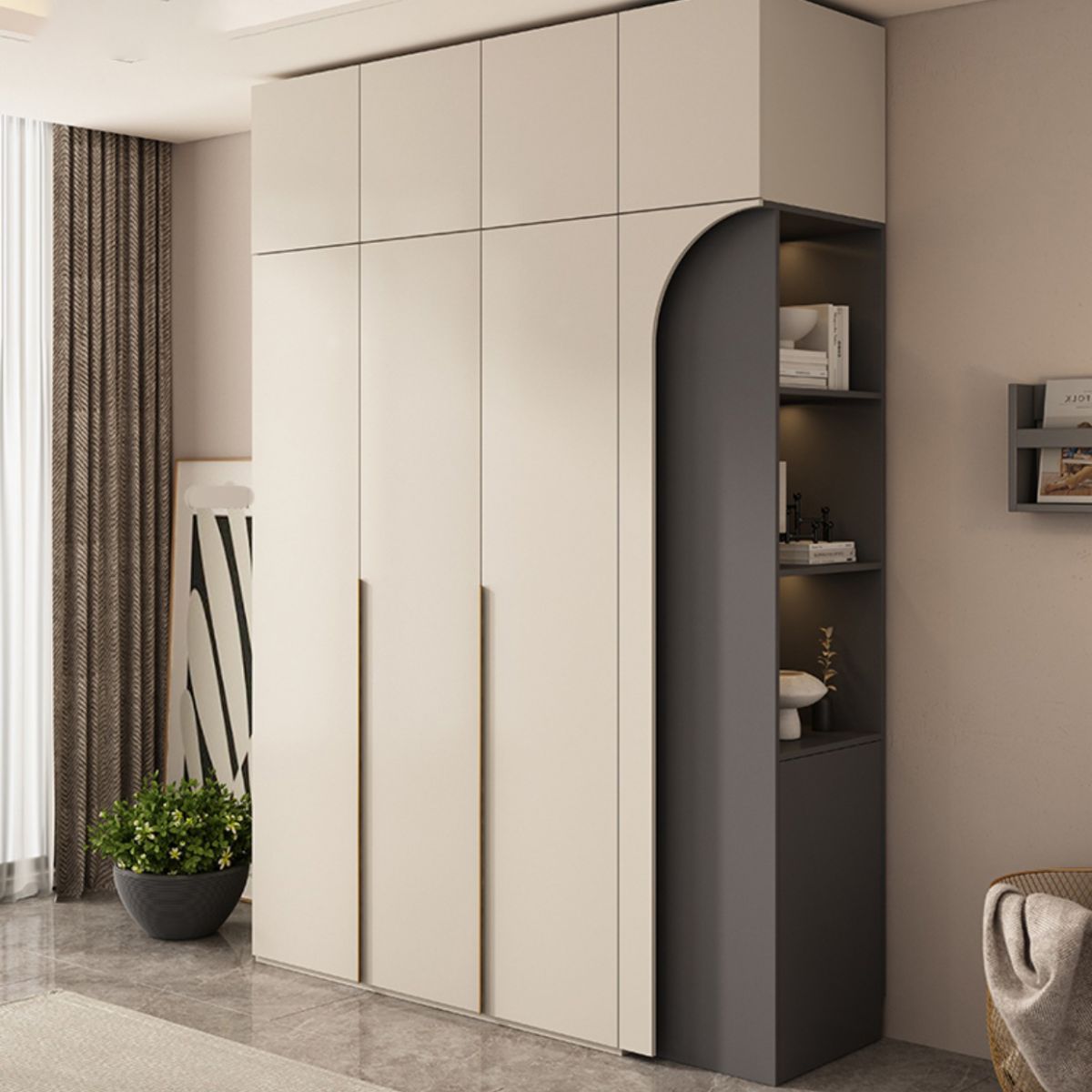 Holzgarderobe Armoire mit Regalen moderner Kleiderschrankschrank