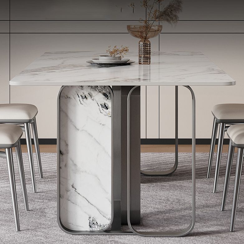 Nordic Sintered Stone Top Dining Set Rectangle 1/2/5/6/7 Pieces Dining Table with Chairs Clearhalo 'Dining Room Sets' 'Dining Tables & Seating' 'dining_room_set' 'furn' 'furn_dining_room_set' 'Furniture' 'furniture_dining_room_set' 'Kitchen & Dining Furniture' 1200x1200_37dd5286-3082-4f51-bf4d-2d969d5729aa