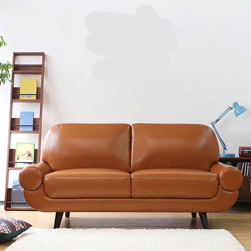 縫う枕バックソファモダニズムフェイクレザーピロートップアームソファー
