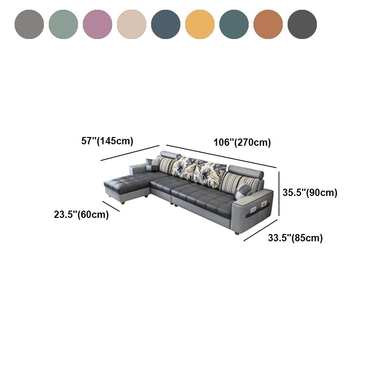 Scandinavo a 4 posti sezionale con deposito e bracci quadrati