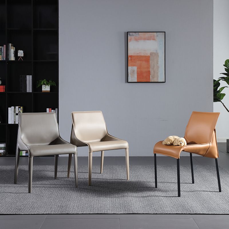 Designer Style Matte Finish Leather Side Chair Home Solid Back Dining Chair Clearhalo 'Dining Chairs' 'Dining Tables & Seating' 'dining_chair' 'furn' 'furn_dining_chair' 'Furniture' 'Kitchen & Dining Furniture' 1200x1200_37e33496-023b-42fd-8594-7011ae497dbd