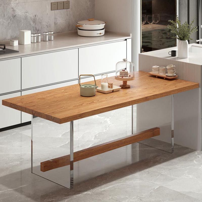 Rectangle 1/2/5/7 Pieces Dining Set Acrylic Base Dining Furniture in Natural Clearhalo 'Dining Room Sets' 'Dining Tables & Seating' 'dining_room_set' 'furn' 'furn_dining_room_set' 'Furniture' 'Kitchen & Dining Furniture' 1200x1200_37e357bf-66a9-47b6-b0bb-1bd4598183c5