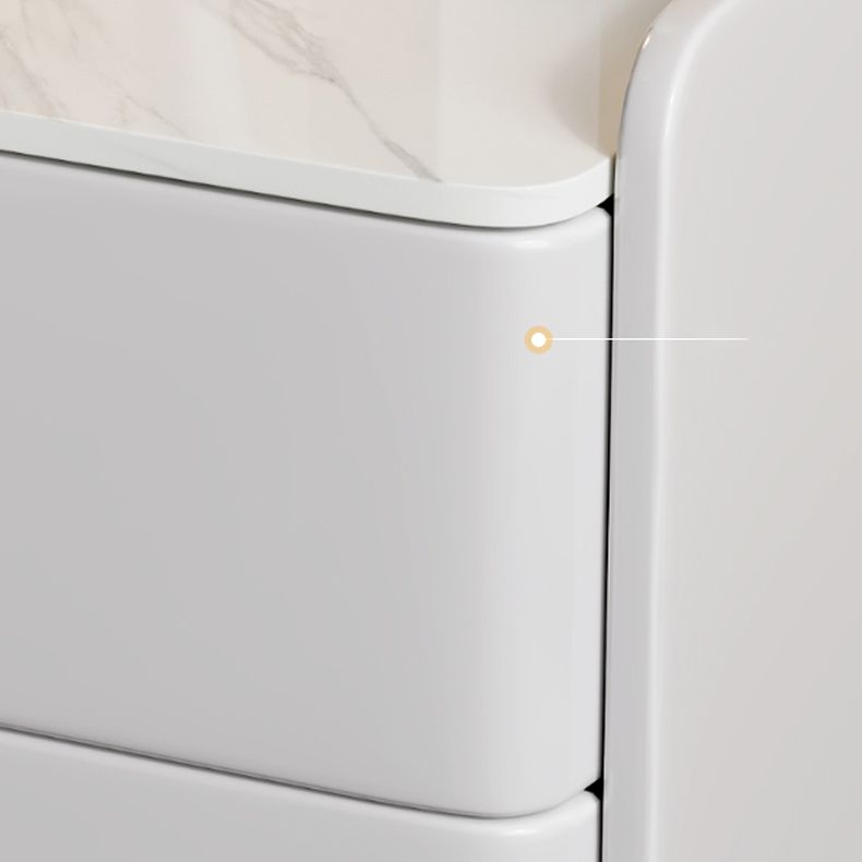 Glam Accent Table Nightstand Faux Marble and Solid Wood Nightstand with Legs