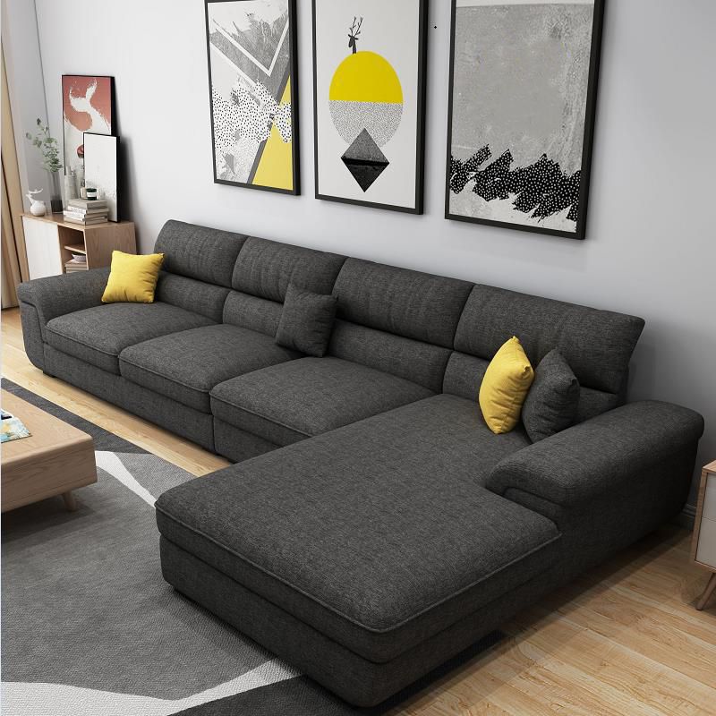 Modern Reversible Chaise 137" Sectionals with Pillows Flared Arm for Living Room Clearhalo 'furn' 'furn_sectionals' 'Furniture' 'furniture_sectionals' 'kitchen' 'kitchen_sectionals' 'Living Room Furniture' 'Sectionals' 1200x1200_37e43eeb-6b63-4916-ab3b-5b93bea40e5c