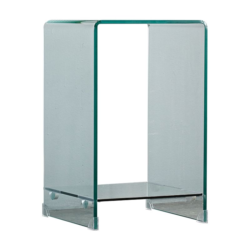 Modern Sled Corner Table Square Glass Side End Table for Living Room