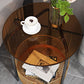 23.6" Tall Modern Round Glass Top Side Table Iron 3 Legs End Table with Storage
