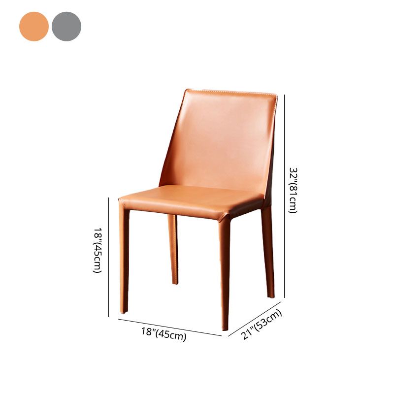 Contemporary Solid Back Armless Side Chairs Leather Dining Chairs for Kitchen Clearhalo ' kitchen&dining_furn' 'Dining Chairs' 'Dining Tables & Seating' 'dining_chair' 'furn' 'furn_dining_chair' 'Furniture' 'furniture_dining_chair' 'Kitchen & Dining Furniture' 'kitchen' 1200x1200_37eb3b43-4786-49f3-b82d-9423a179175b
