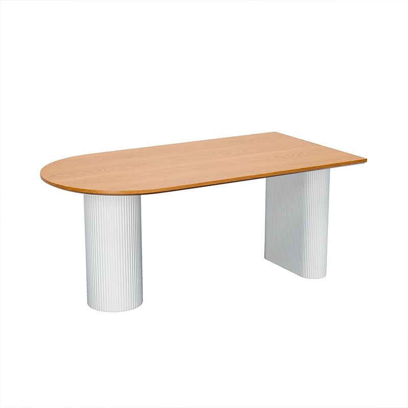 Solid Wood Dining Table Double Pedestal Dinner Table for Dining Room