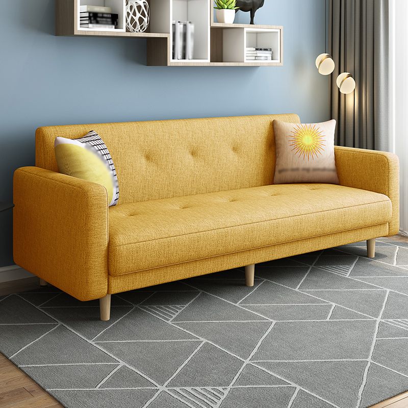 Contemporary Square Arm Sofa Tufted Back Sectional for Living Room