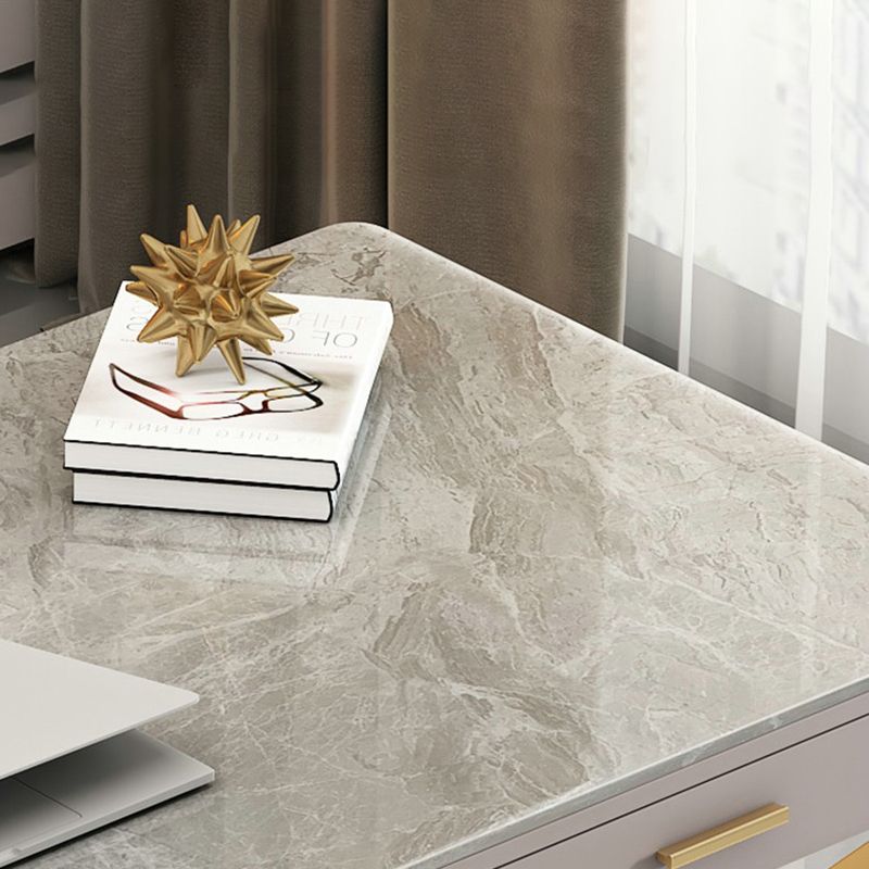 29.25-inch H Classic Glam Writing Desk Desk Curved Stone Office Desk